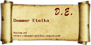 Demmer Etelka névjegykártya